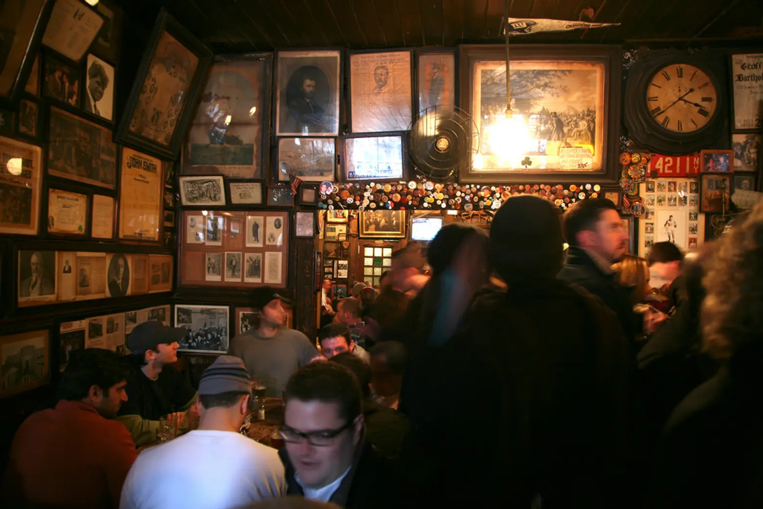 The busy interior of the McSorley's historic bar.