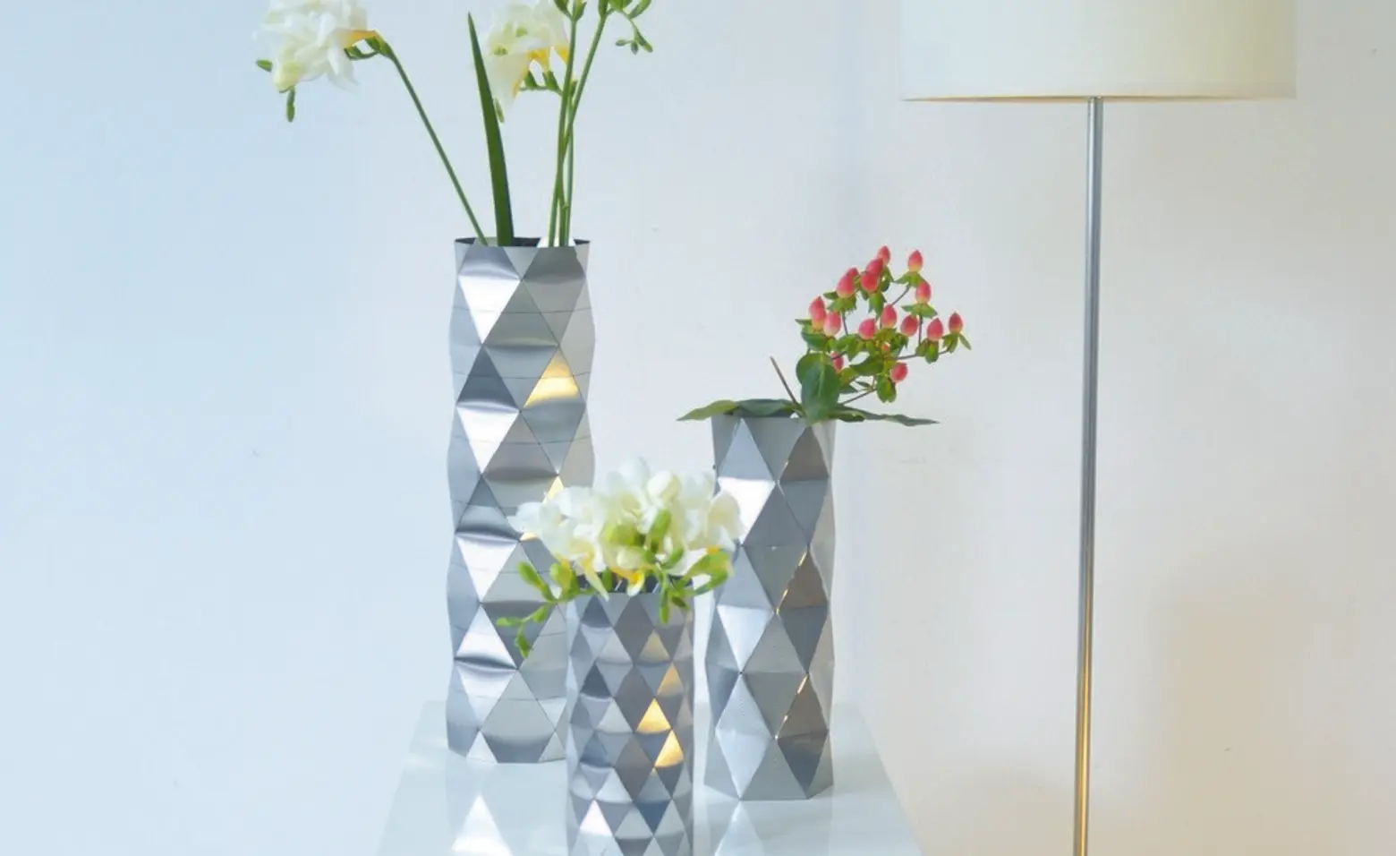 stainless steel vases, Convert Vase Collection, Another Studio, architectural vases, designs influenced by architectural geometry, London design firms