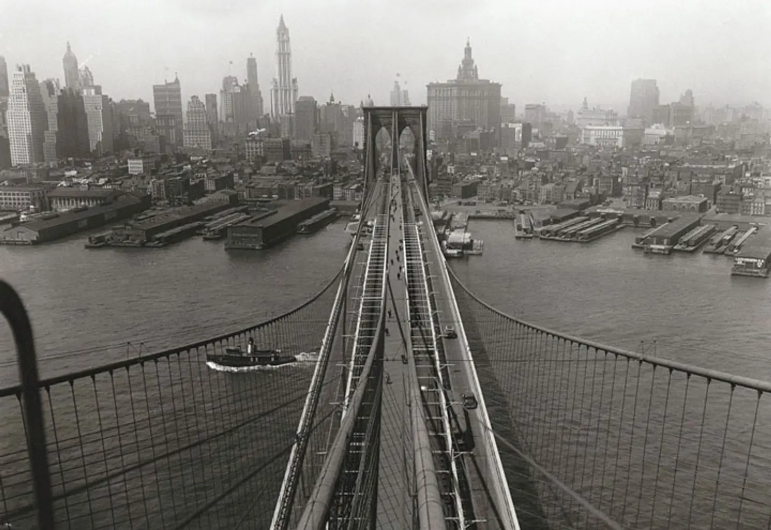 With this incredible shot from on top of the Brooklyn Bridge, you can see parts of the 1933 skyline.