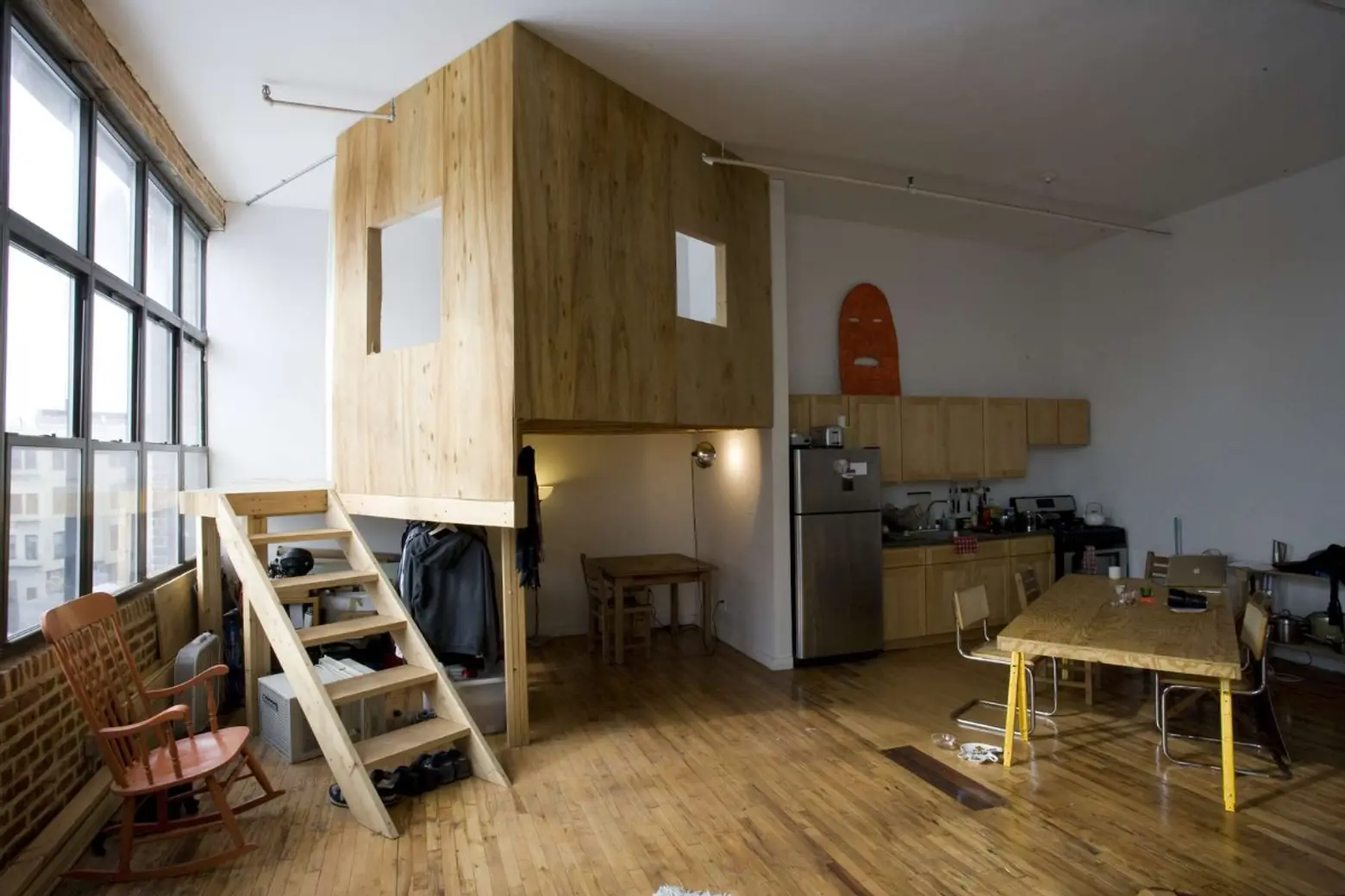 Terri Chiao and Adam Frezzo, A Cabin in A Loft, Brooklyn arist spaces, indoor treehouse