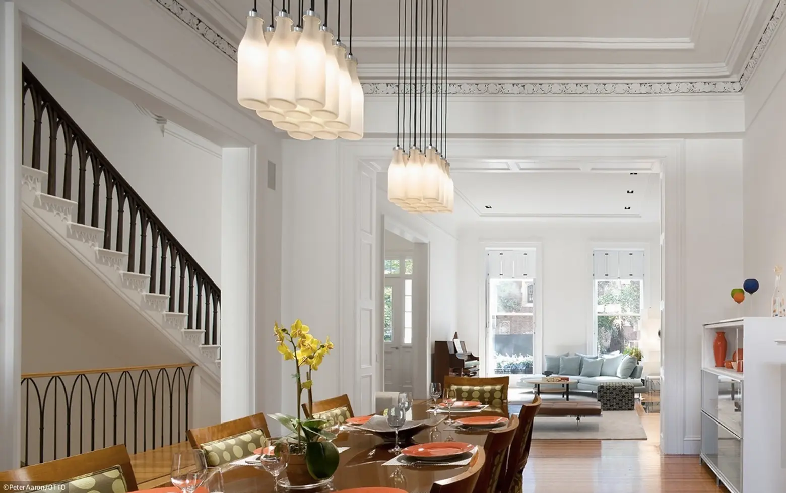 Brooklyn Heights Gothic Revival, dining room, original steel table