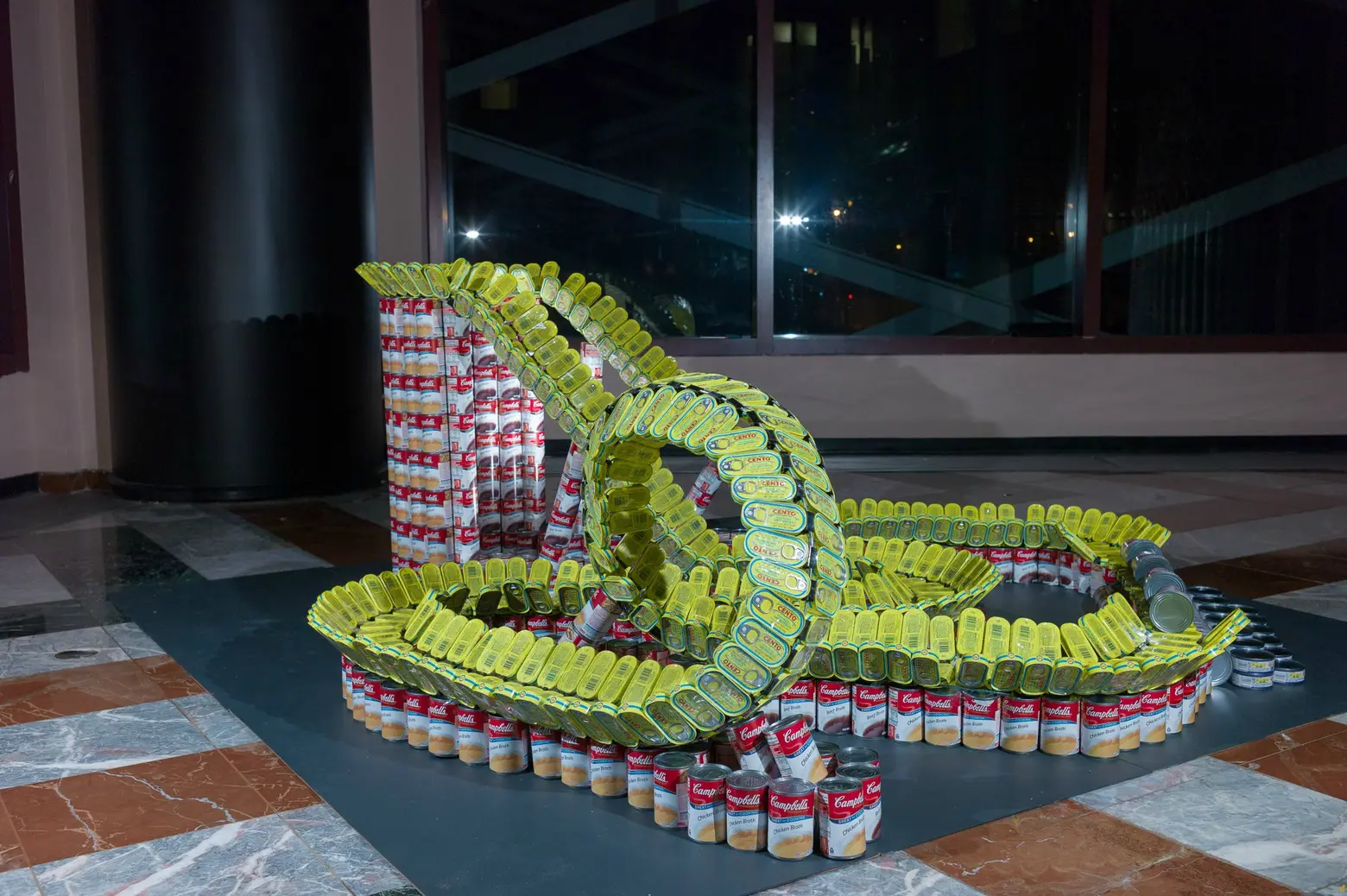 Riding out Hunger by Skanska, canstruction 2013, canstruction 2014, canstruction