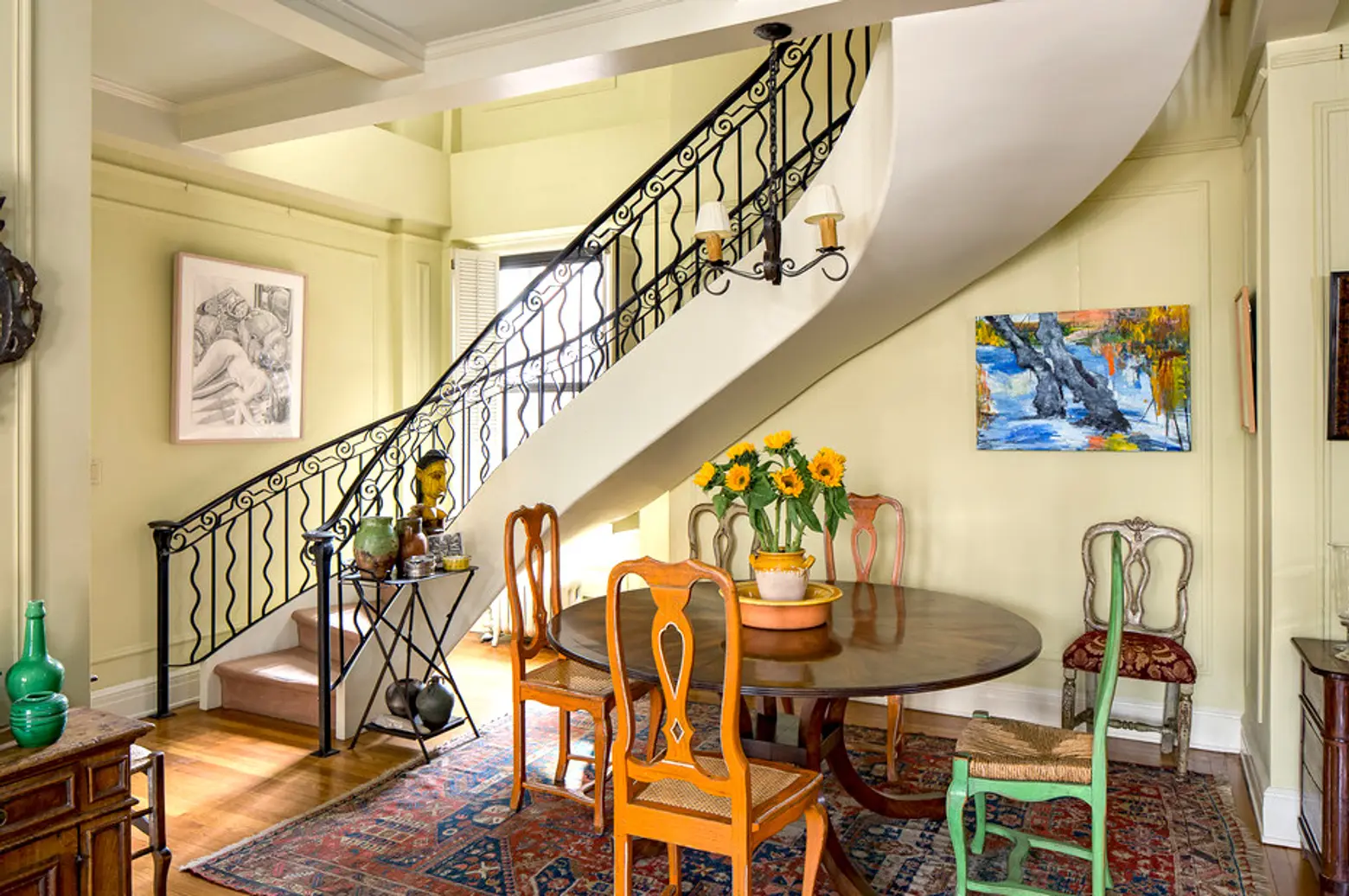 64 East 86th Street, winding staircase, wrought iron banister, abundant closet space