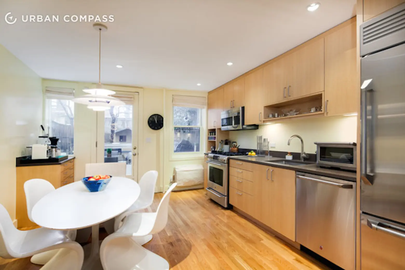 241 Sacket Street, landscaped garden with playhouse, renovated townhouse with green bathroom