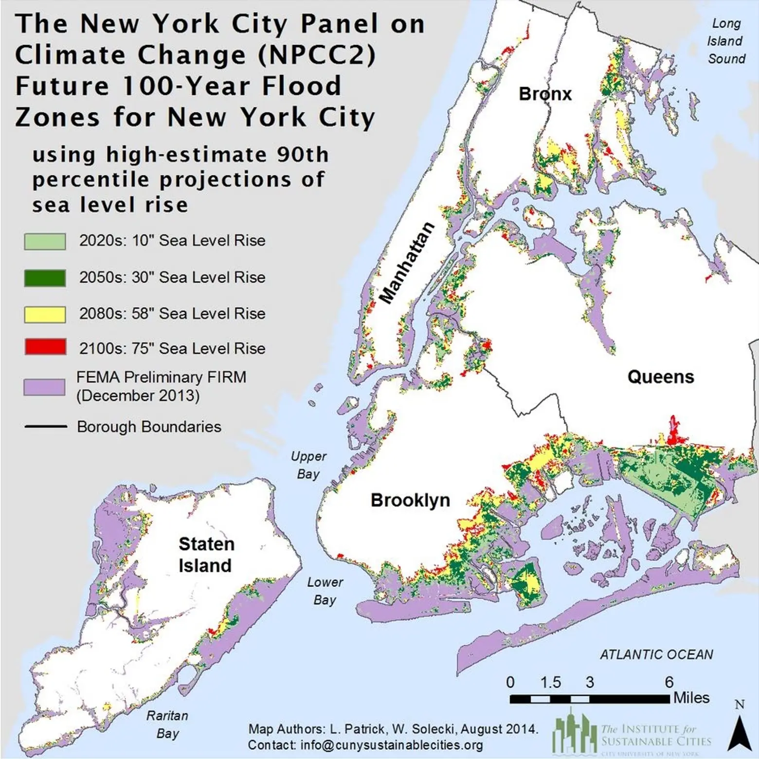 NYC Climate Change Map, rising sea levels, New York City Panel on Climate Change