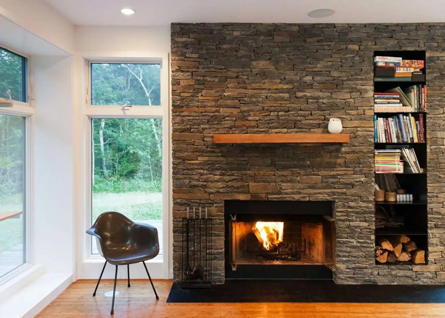 Resolution: 4 Architecture, wood and stone, prefab home, Catskills Suburban, Catskills, stone fireplace, modules, Re4a