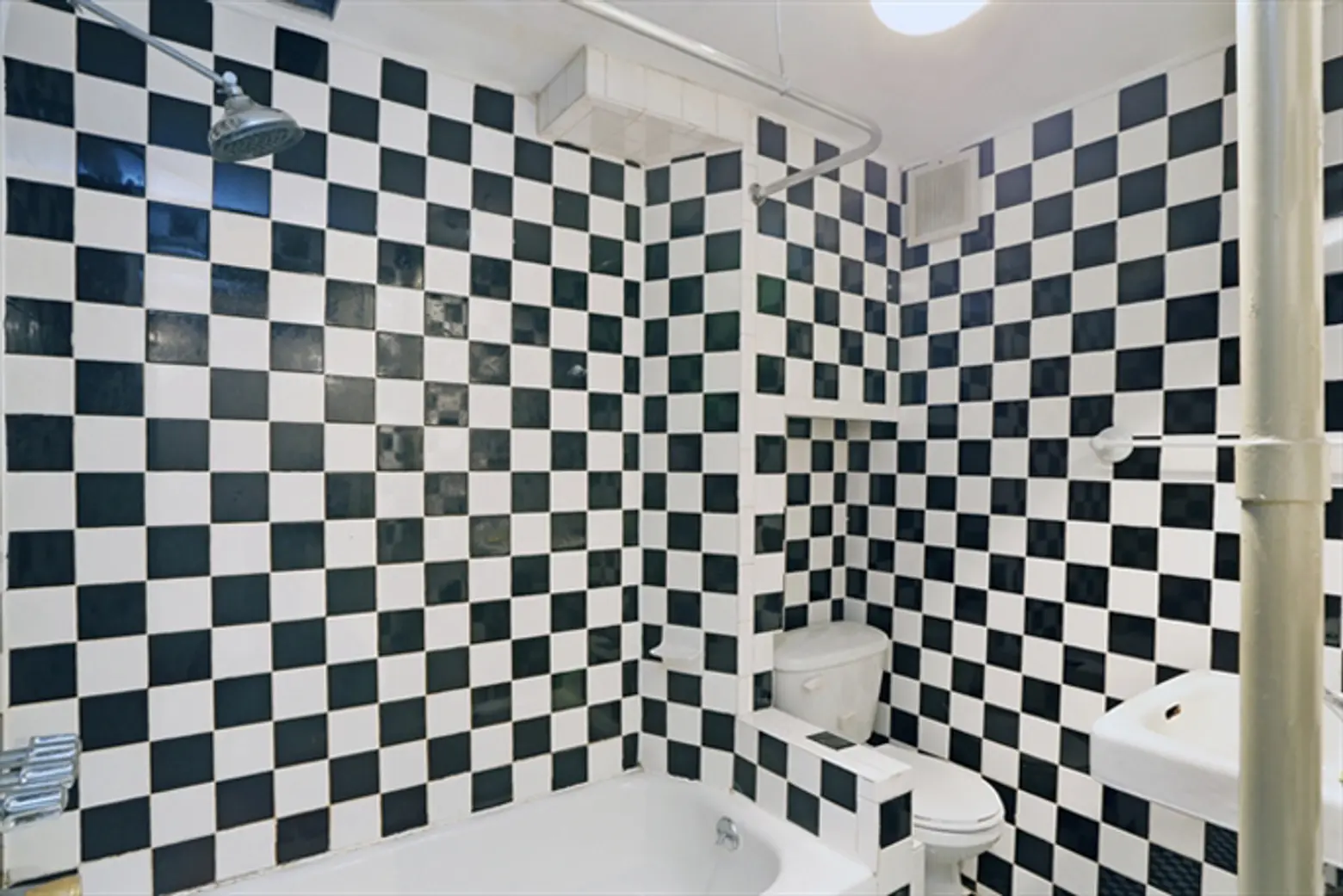 192 11th Street, original details, outdoor space, black and white checkered bathroom
