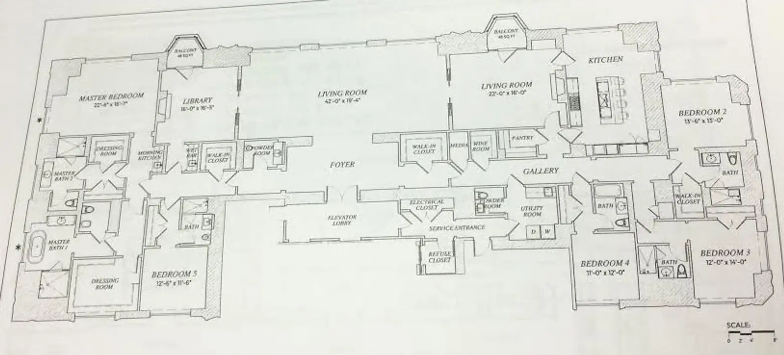 The floor plan for the 49th floor unit at 220 Central Park South
