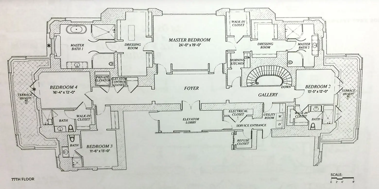 The floor plan for Penthouse 76 at 220 Park South