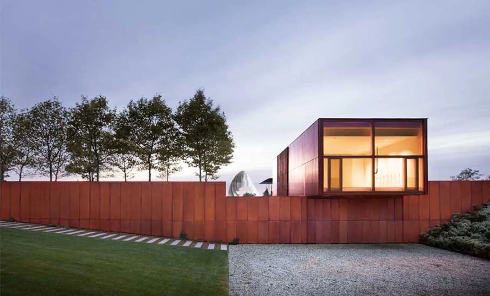 Thomas Phifer and Partners, glazed pavilion, geometrical wooden cabins, Millbrook House, geometrical modern home, Hudson River, cluster of buildings,