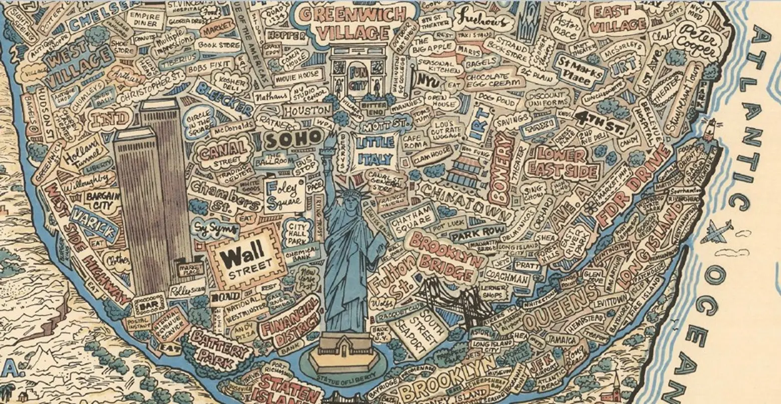 nyc worldview, nyc as center of the world, greatest city on earth, map of nyc