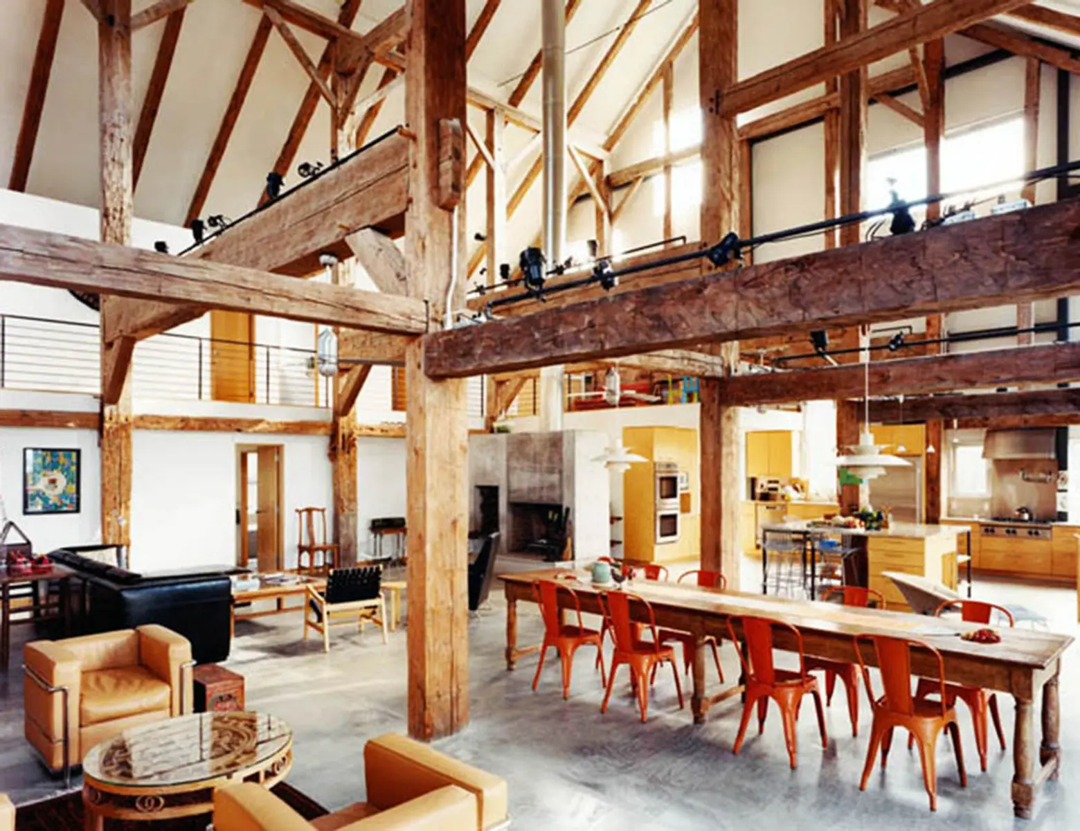 Preston Scott Cohen, Goodman House, recycled barn, Dutch barn, industrial gabled roof, naturally lighted interiors