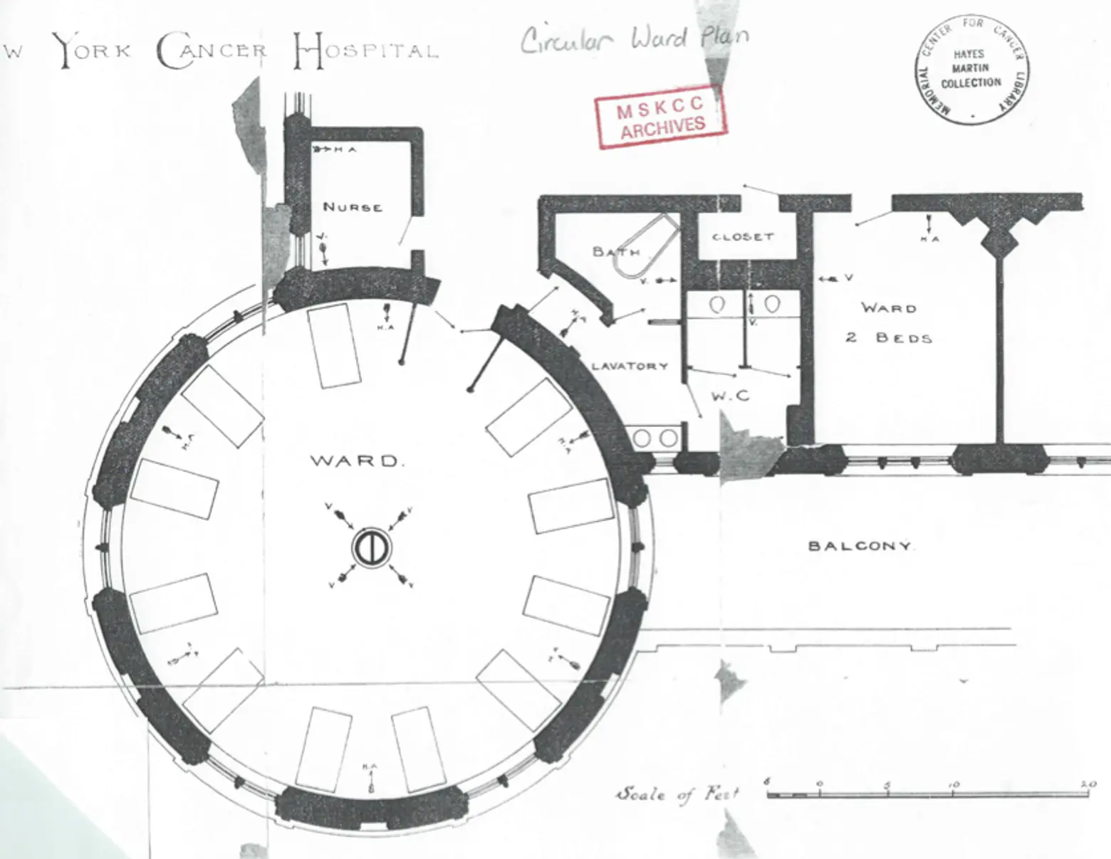 New York Cancer Hospital, history, floorplan 