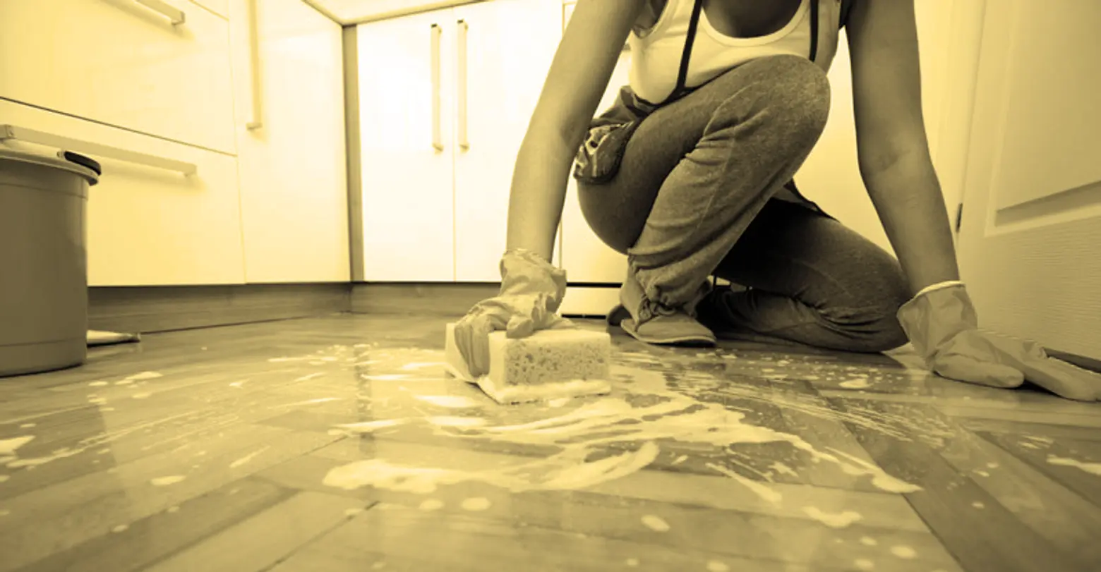 scrubbing floor