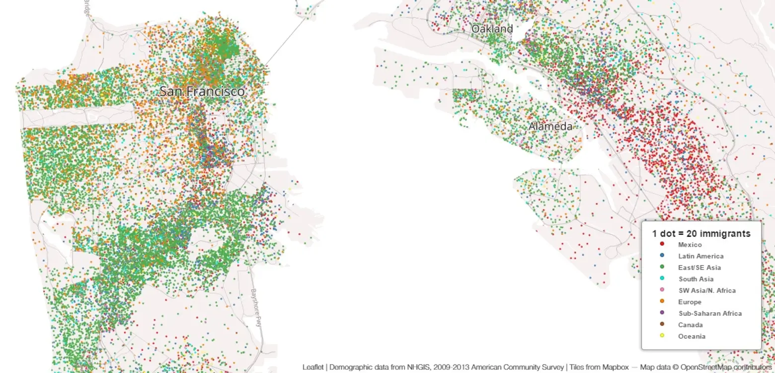 Mapping Immigrant America, Kyle Walker, immigration map, San Francisco population map