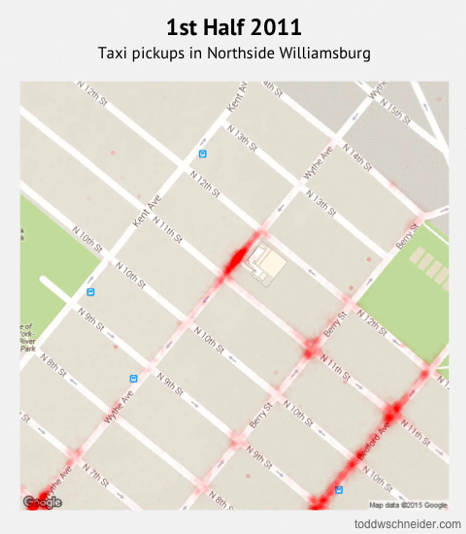 Williamsburg taxi map, Todd W. Schneider