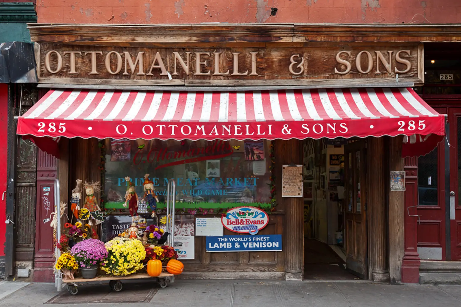 O. OTTOMANELLI & SONS PRIME MEAT MARKET, NYC signage
