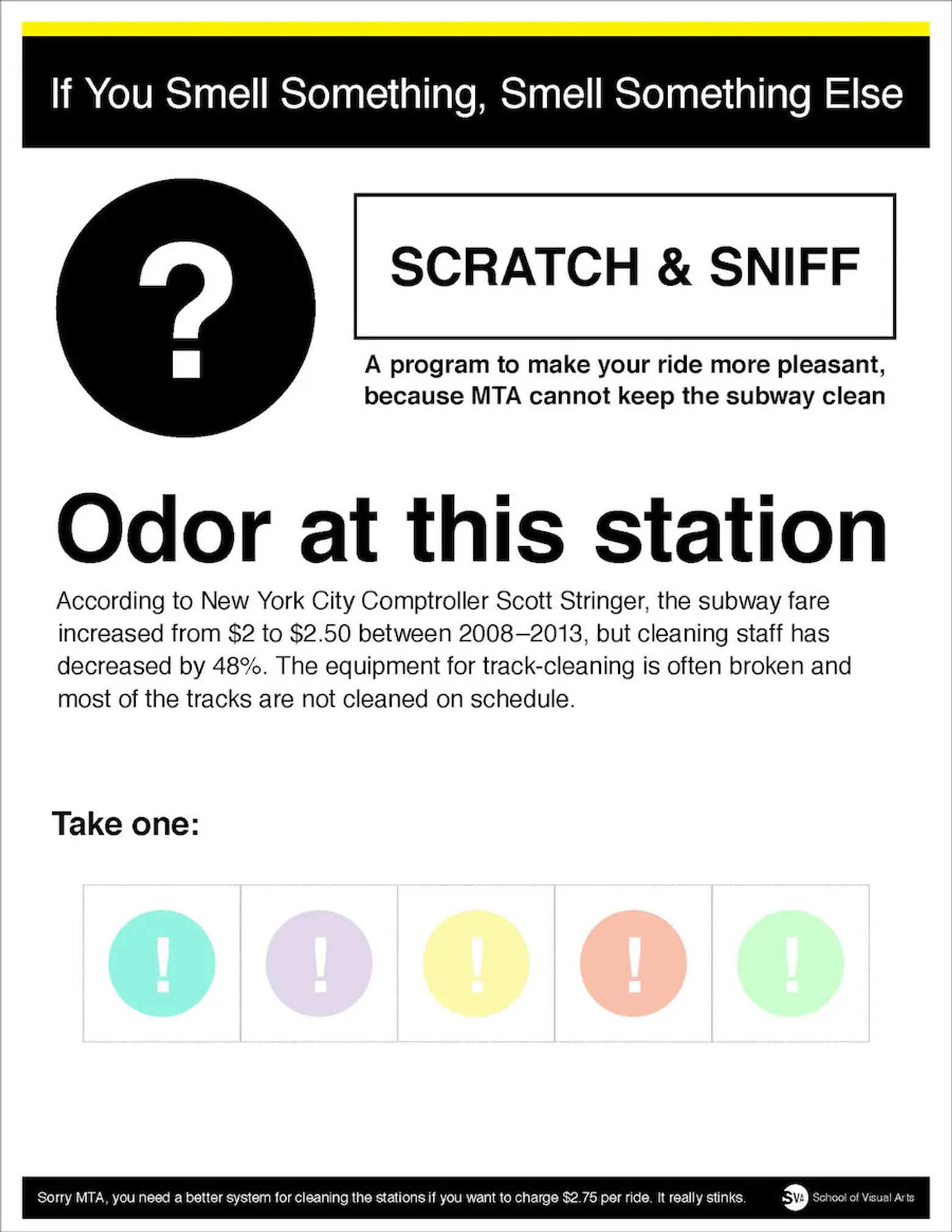 Angela Kim, scratch & sniff, subway, mta, transportation, city smells, guerilla art, scott stringer