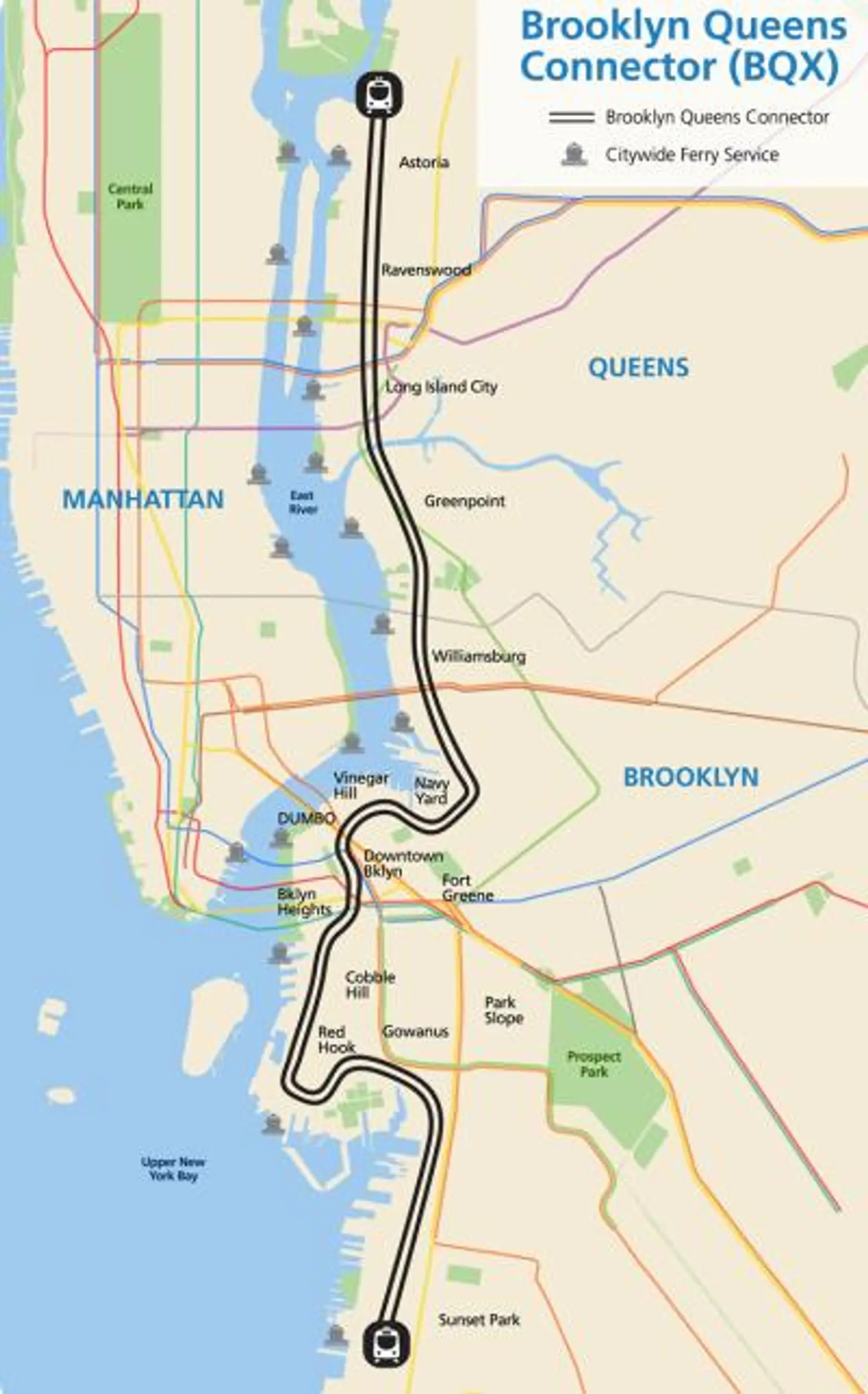 Brooklyn-Queens Streetcar map