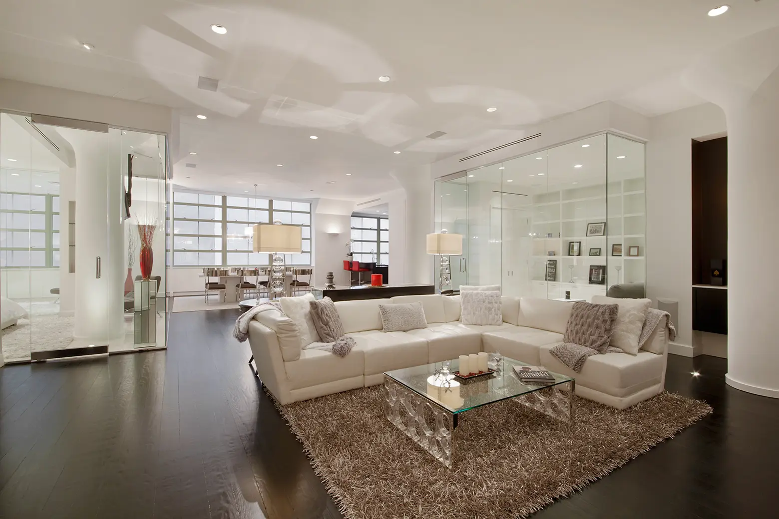 195 Hudson Street, living room, glass, condo, tribeca 