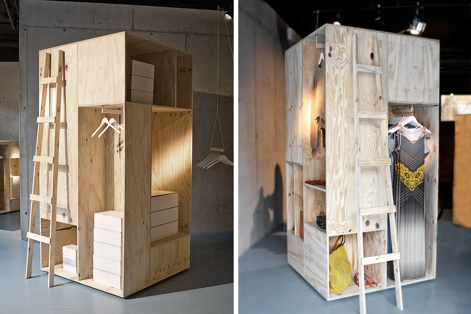 Sigurd Larsen, wooden wardrobes, Berlin, wooden shipping containers, shipping crates,
