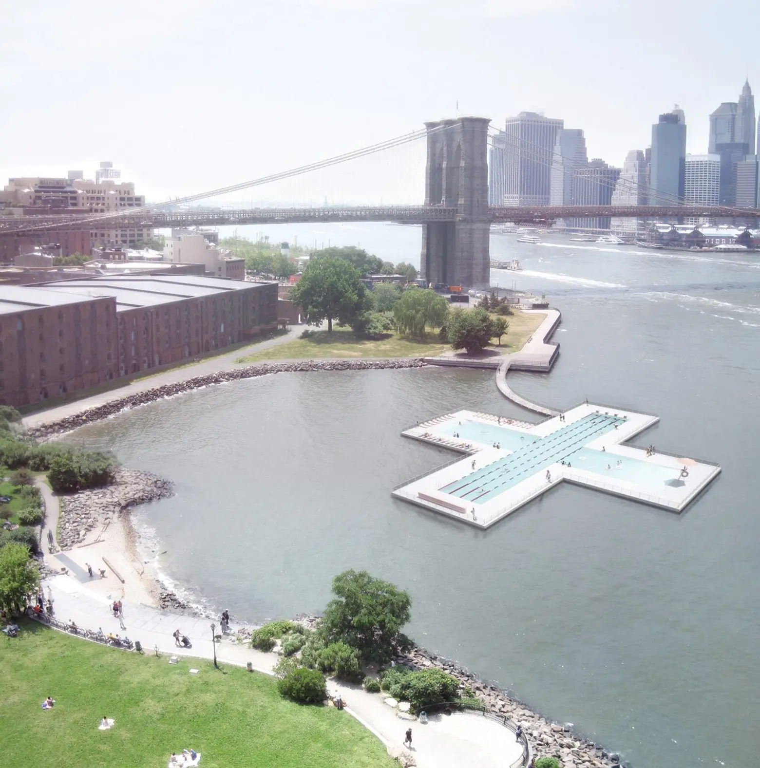 concept drawing, Plus Pool, Brooklyn design team, concept art, pool design, East River