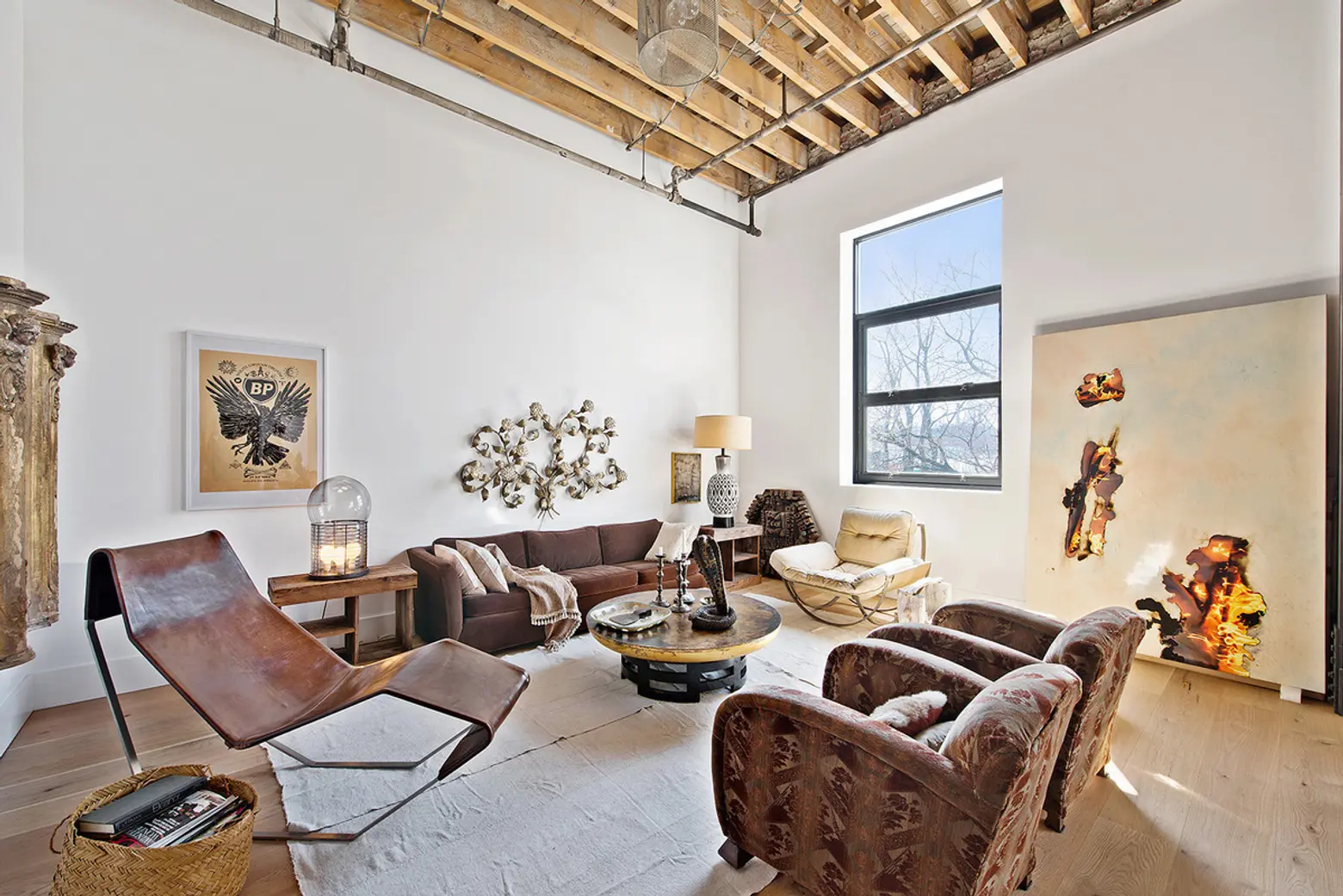 $1.8M Greenpoint Apartment Boasts Incredible 16-Foot High Exposed Ceilings