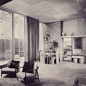 A model home at the Usonian Exhibition Pavilion in NYC