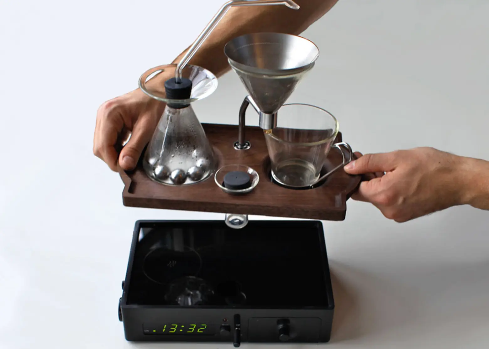 British Designer Joshua Renouf Creates an Hybrid Coffee Brewer-Alarm Clock  That Wakes You Up With a Freshly Brewed Cup