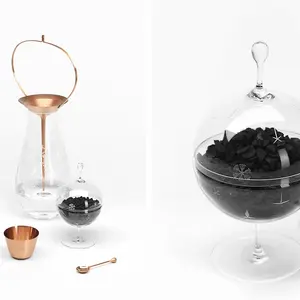 Formafantasma, Still collection, water purifying, engraved glass items, copper items, activated charcoal, J. & L. Lobmeyr, Design Academy of Eindhoven, Italian design