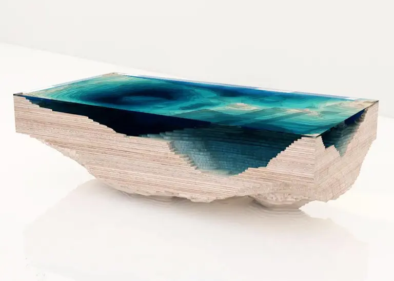 Mesmerizing Abyss Table by Duffy London Replicates a Geological Cross Section of the Ocean