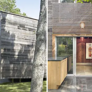 Bates Masi + Architects, House renovation, Long Island home, reclaimed cypress wood, Re-cover House, wooden home
