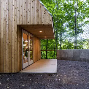 The Polygon Sculpture Studio, Hague, double-gable design, Jeffrey S. Poss, red cedar cladding