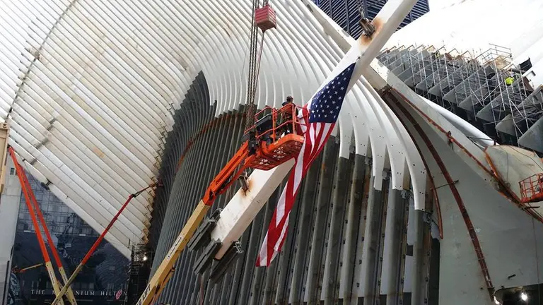 World Trade Center Transportation Hub Gets Its Final Steel Rafter