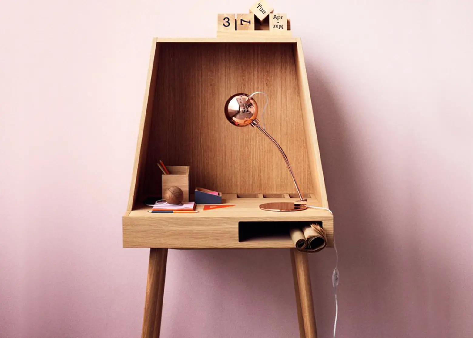 Kristina Kjær’s Wooden Desk is a Sweet Modern Design That Also Saves Space