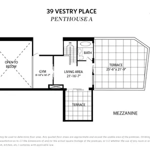 39 Vestry Street, large private balcony, large skylight, duplex penthouse