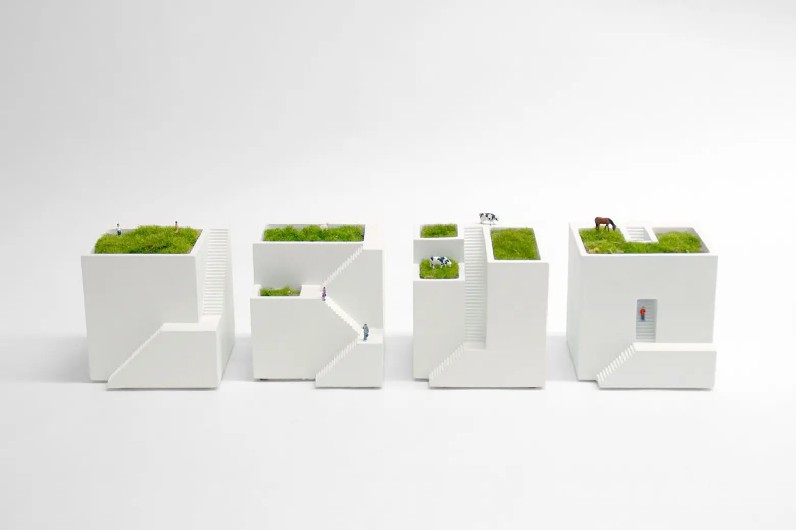 Ienami Bonkei Planters Are Tiny Houses with Green Roofs