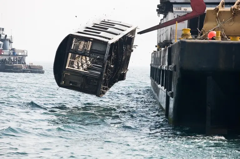 Photo Series Captures Three Years of NYC Subway Cars Being Dumped in the Atlantic Ocean