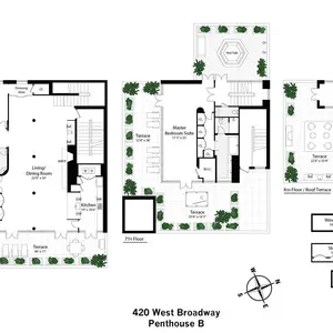 420 West Broadway, Edward Siegel, Ernest de la Torre, penthouse duplex with four terraces