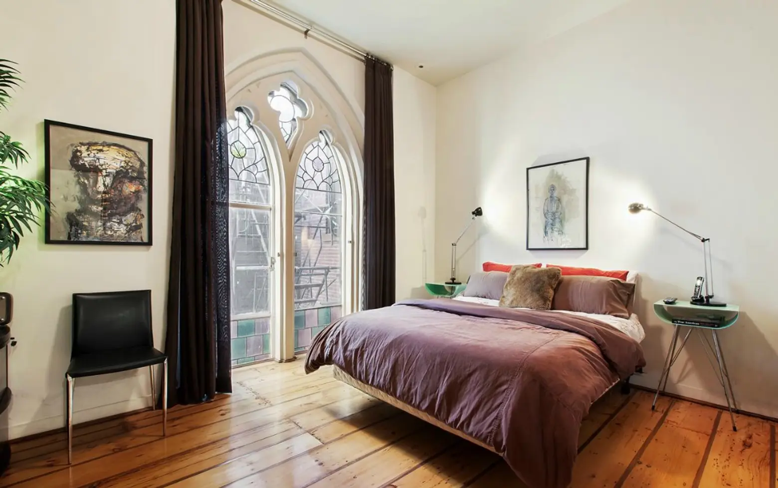 $2.2M Brooklyn Heights Loft with Gothic-Style Stained Glass Windows Is Simply Heavenly