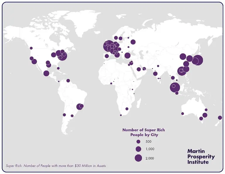 Here’s a Map of Where the World’s Insanely Rich Live