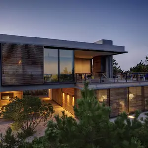 Stelle Lomont Rouhani Architects, contemporary seaside home, Shore House, wooden louvers, beachfront property, Amagansett