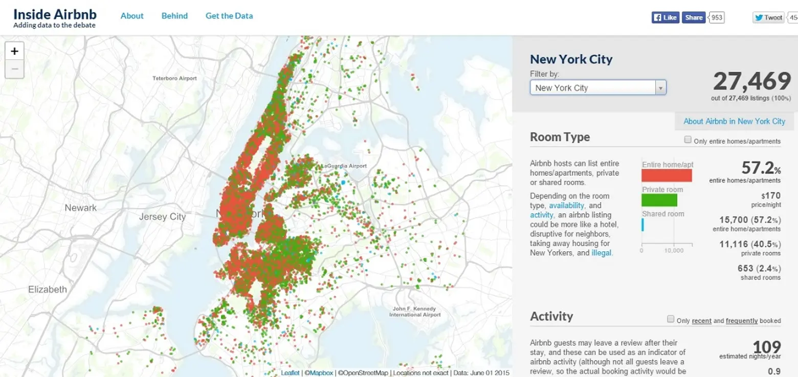 New Map Plots Every Airbnb Listing in NYC