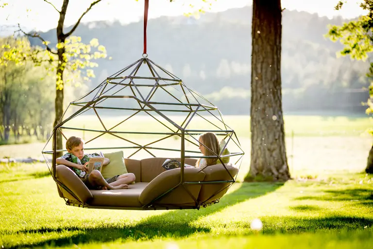 Kodama Zomes: Hanging Geodesic Homes for Lazing the Summer Away