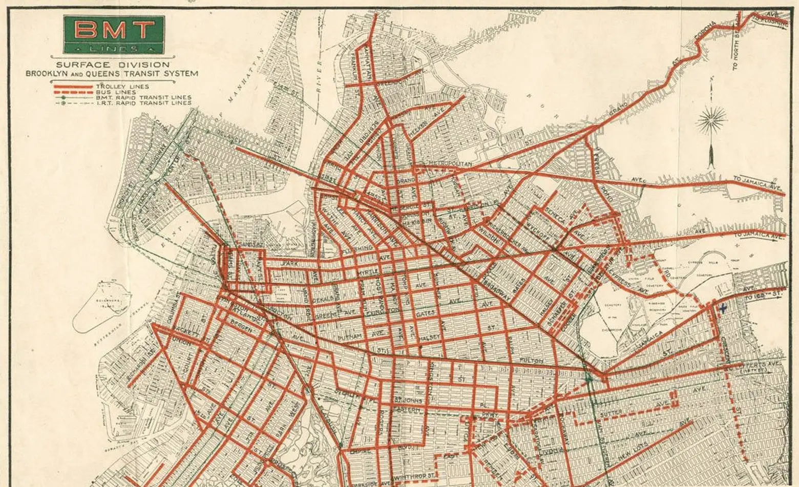 Trolley Map from the 1930s Shows How Easy It Was to Get Around Brooklyn