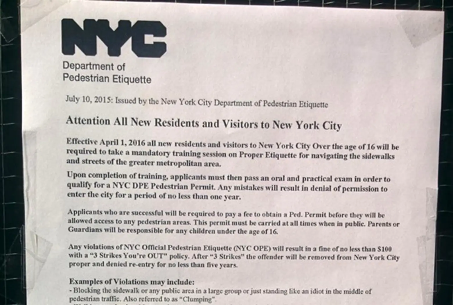 ATTENTION: Walk Faster or You’ll Be Banned from NYC for Five Years