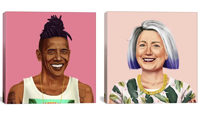 Decorate Your Home With Paintings of Hipster Hillary Clinton and Barack Obama