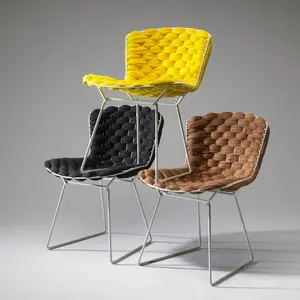 French design, Clément Brazille, Bertoia chairs, classic with a twist, classic redesign, woden fabric upholstery, Wire Chair, Bertoia Loom Chair