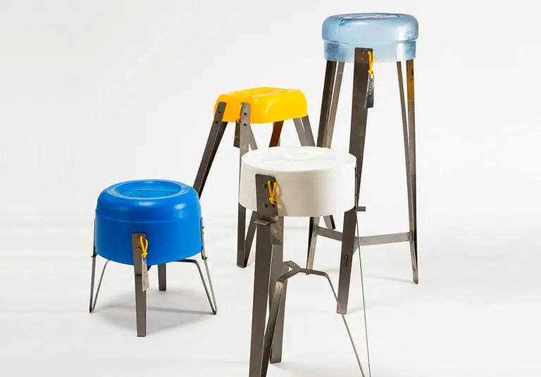 Used Plastic Containers Get New Lives as Colorful Stools with ‘Tachtit’