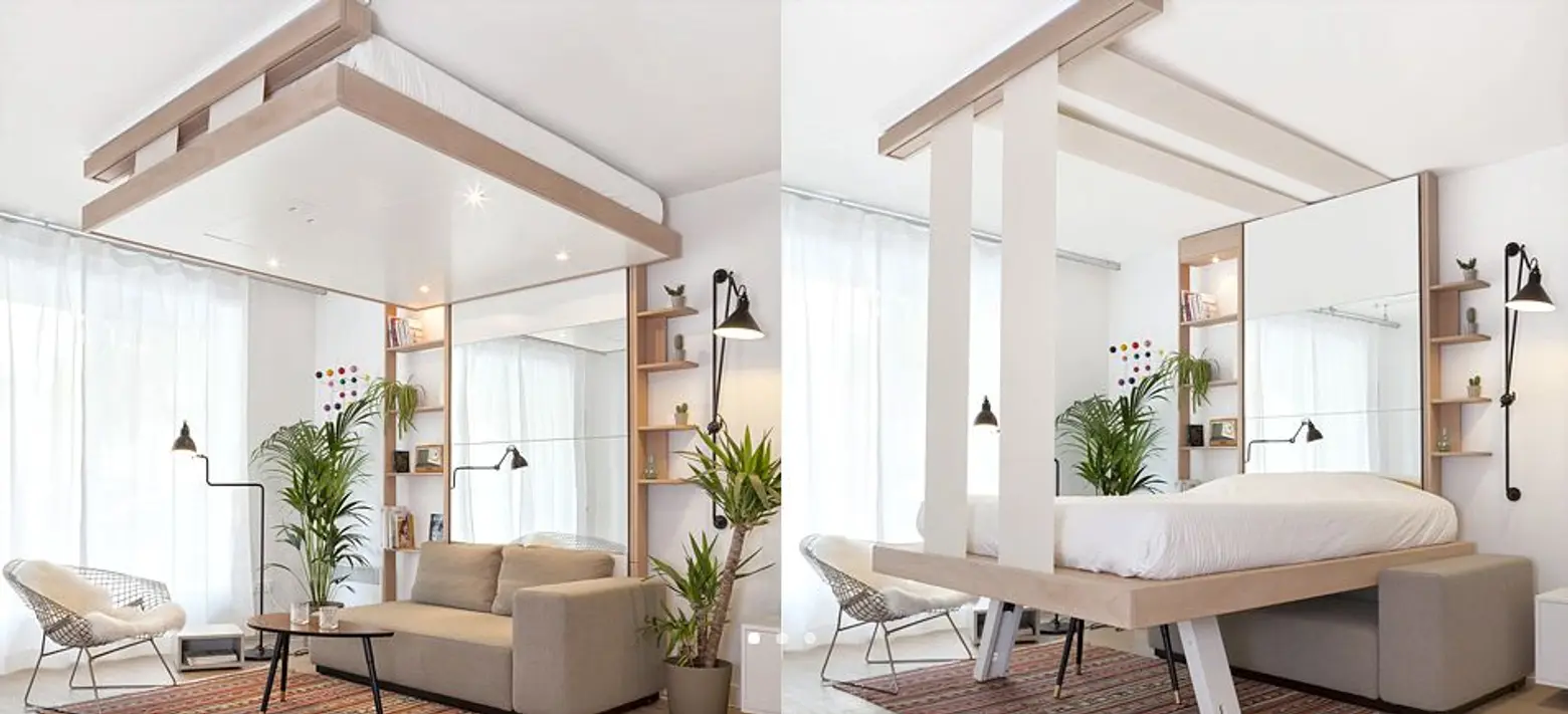 BedUP Saves Floor Space by Storing Your Bed on the Ceiling
